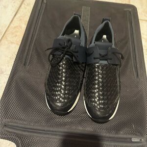 Navy blue Alexander smith sneakers rare Intrecciato Weave style shoes flats